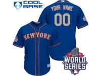 Men's Majestic New York Mets Customized Replica Royal Blue Alternate Road Cool Base 2015 World Series MLB Jersey