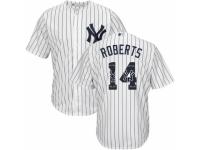 Men's Majestic New York Yankees #14 Brian Roberts White Team Logo Fashion MLB Jersey