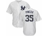 Men's Majestic New York Yankees #35 Michael Pineda White Team Logo Fashion MLB Jersey