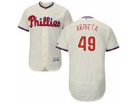 Men's Majestic Philadelphia Phillies #49 Jake Arrieta Cream Alternate Flex Base Authentic Collection MLB Jersey