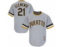 Men's Majestic Pittsburgh Pirates #21 Roberto Clemente Grey Cooperstown Throwback MLB Jersey