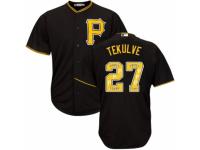 Men's Majestic Pittsburgh Pirates #27 Kent Tekulve Black Team Logo Fashion Cool Base MLB Jersey