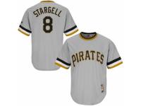 Men's Majestic Pittsburgh Pirates #8 Willie Stargell Grey Cooperstown Throwback MLB Jersey