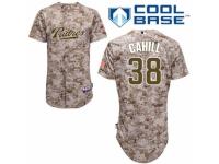 Men's Majestic San Diego Padres #38 Trevor Cahill Authentic Camo Alternate 2 Cool Base MLB Jersey