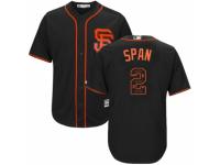 Men's Majestic San Francisco Giants #2 Denard Span Black Team Logo Fashion Cool Base MLB Jersey