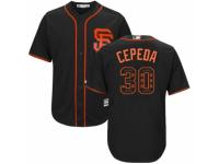 Men's Majestic San Francisco Giants #30 Orlando Cepeda Black Team Logo Fashion Cool Base MLB Jersey