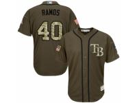 Men's Majestic Tampa Bay Rays #40 Wilson Ramos Authentic Green Salute to Service MLB Jersey
