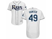 Men's Majestic Tampa Bay Rays #49 Tommy Hunter White Flexbase Authentic Collection MLB Jersey