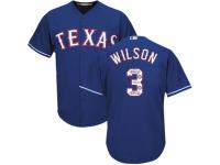 Men's Majestic Texas Rangers #3 Russell Wilson Royal Blue Team Logo Fashion Cool Base MLB Jersey