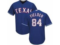 Men's Majestic Texas Rangers #84 Prince Fielder Royal Blue Team Logo Fashion Cool Base MLB Jersey