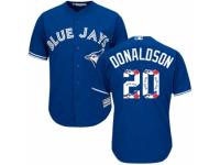 Men's Majestic Toronto Blue Jays #20 Josh Donaldson Blue Team Logo Fashion MLB Jersey