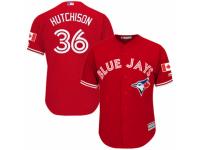 Men's Majestic Toronto Blue Jays #36 Drew Hutchison Red Canada Day MLB Jersey