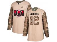 Men's Marian Gaborik Authentic Camo Adidas Jersey NHL Ottawa Senators #12 Veterans Day Practice