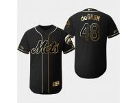 Men's Mets 2019 Black Golden Edition Jacob deGrom Flex Base Stitched Jersey
