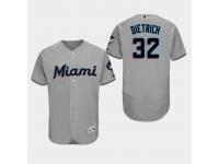 Men's Miami Marlins #32 Gray Derek Dietrich Authentic Collection Road 2019 Flex Base Jersey