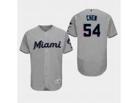 Men's Miami Marlins #54 Gray Wei-Yin Chen Authentic Collection Road 2019 Flex Base Jersey