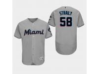Men's Miami Marlins #58 Gray Dan Straily Authentic Collection Road 2019 Flex Base Jersey