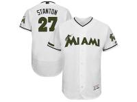 Men's Miami Marlins Giancarlo Stanton Majestic White 2017 Memorial Day Authentic Collection Flex Base Player Jersey