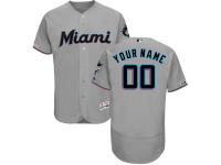 Men's Miami Marlins Majestic Gray Road Authentic Collection Flex Base Custom Jersey