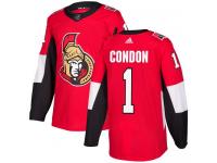 Men's Mike Condon Authentic Red Adidas Jersey NHL Ottawa Senators #1 Home
