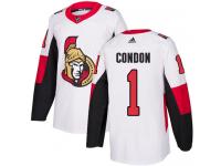 Men's Mike Condon Authentic White Reebok Jersey NHL Ottawa Senators #1 Away