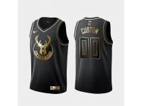 Men's Milwaukee Bucks #00 Custom Black Golden Edition Jersey With Any Name And Number