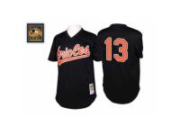Men's Mitchell and Ness Baltimore Orioles #13 Manny Machado Black Throwback MLB Jersey