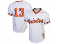 Men's Mitchell and Ness Baltimore Orioles #13 Manny Machado White Throwback MLB Jersey