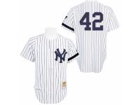 Men's Mitchell and Ness Practice New York Yankees #42 Mariano Rivera White Throwback MLB Jersey