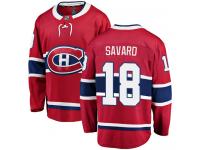 Men's Montreal Canadiens #18 Serge Savard Authentic Red Home Breakaway NHL Jersey