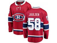 Men's Montreal Canadiens #58 Noah Juulsen Authentic Red Home Breakaway NHL Jersey