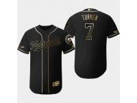 Men's Nationals 2019 Black Golden Edition Trea Turner Flex Base Stitched Jersey