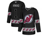 Men's New Jersey Devils #1 Keith Kinkaid Adidas Black Authentic Team Logo Fashion NHL Jersey