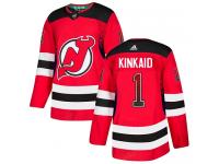 Men's New Jersey Devils #1 Keith Kinkaid Adidas Red Authentic Drift Fashion NHL Jersey