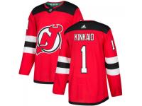 Men's New Jersey Devils #1 Keith Kinkaid adidas Red Authentic Jersey