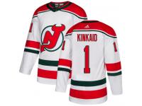 Men's New Jersey Devils #1 Keith Kinkaid Adidas White Alternate Authentic NHL Jersey