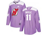 Men's New Jersey Devils #11 Brian Boyle Adidas Purple Authentic Fights Cancer Practice NHL Jersey