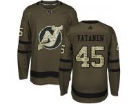 Men's New Jersey Devils #45 Sami Vatanen Adidas Green Authentic Salute To Service NHL Jersey