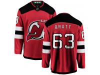 Men's New Jersey Devils #63 Jesper Bratt Red Home Breakaway NHL Jersey