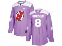 Men's New Jersey Devils #8 Will Butcher Adidas Purple Authentic Fights Cancer Practice NHL Jersey