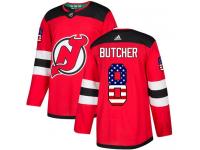 Men's New Jersey Devils #8 Will Butcher Adidas Red Authentic USA Flag Fashion NHL Jersey