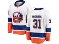 Men's New York Islanders #31 Dustin Tokarski White Away Breakaway NHL Jersey