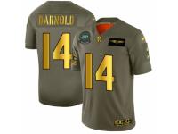 Men's New York Jets #14 Sam Darnold Limited Olive Gold 2019 Salute to Service Football Jersey