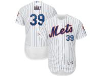 Men's New York Mets Edwin Diaz Majestic White Royal Home Authentic Collection Flex Base Player Jersey