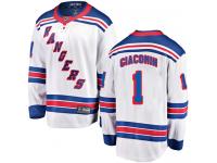 Men's New York Rangers #1 Eddie Giacomin White Away Breakaway NHL Jersey