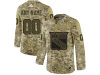 Men's New York Rangers Adidas Customized Limited 2019 Camo Salute to Service Jersey