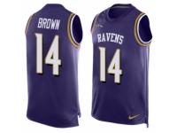 Men's Nike Baltimore Ravens #14 Marlon Brown Purple Player Name & Number Tank Top NFL Jersey