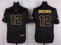 Men's Nike Cardinals #12 John Brown Pro Line Black Gold Collection Jersey