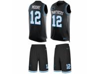 Men's Nike Carolina Panthers #12 D.J. Moore Black Tank Top Suit NFL Jersey