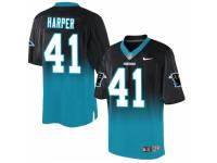 Men's Nike Carolina Panthers #41 Roman Harper Elite Black Blue Fadeaway NFL Jersey